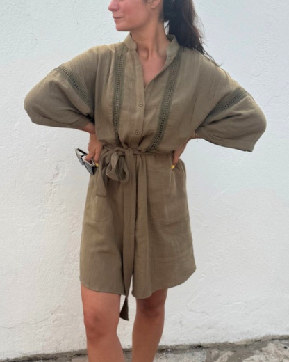Robe Sofia 100% coton kaki